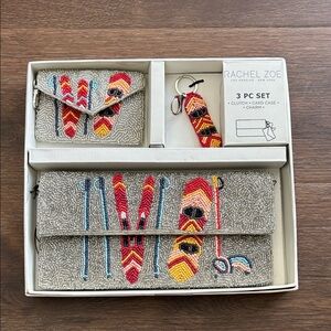 NWT Rachel Zoe Beaded Ski 3 PC Set | Beaded Clutch | Apres | Ski | Purse Set